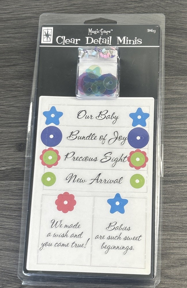 Magic Scraps Clear Detailed Minis Baby Scrapbook Embellishments 2005 NIP Metal