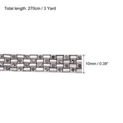 1 Pcs 3 Yards 10mm Self-Adhesive Crystal Rhinestone Ribbon Clear Gray