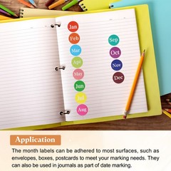 Month Labels Stickers 1 Inch, 12 Roll Round Monthly Labels 12 Months of the Year