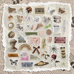300 Pcs Vintage Stickers, Junk Journal Supplies, Cute Stickers for Journaling Su