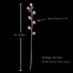 16 Stems Acrylic Glass Flower Bouquet Handmade Crystal Silver Glitter Berry B…
