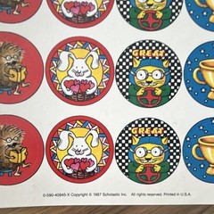 Lot of 2 Vintage Scholastic Sticker Sheets 1986 1987 Teacher Rewards Retro 80s