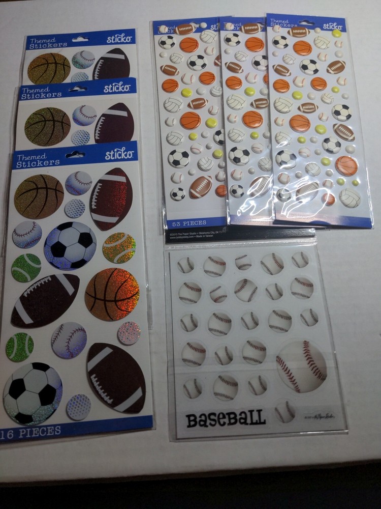 Sports Sticker Lot (135) Balls – Baseball Football Soccer Tennis Volleyball Golf