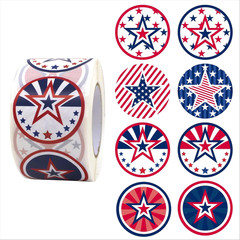 Heart-Shaped American Flag Stickers, 1.5 Inch, 500 Count