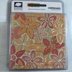Fiskars Alphabet Chipboard Monogram RELAX FLORAL Pattern 3.5″ Cloud 9 Design