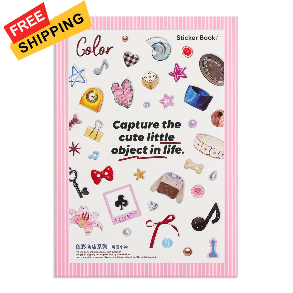 Girl’s Korean Sticker Book, Food and Daily Life Theme – 1300+ Cute Light Pink