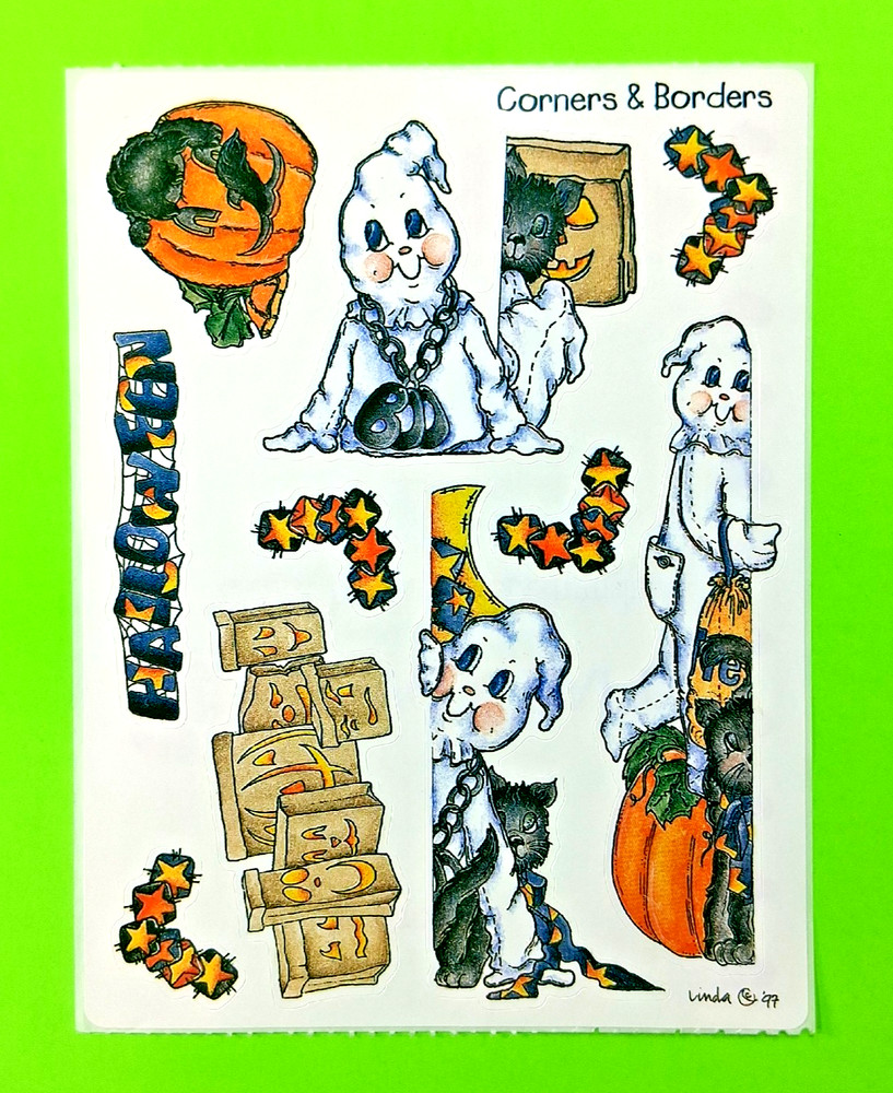Halloween Ghosts Stars & Pumpkins Corners & Borders Provo Craft Sticker Sheet