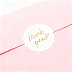 1000 PCS Thank You Stickers Roll – 2 Rolls 1 Inch round Gold Stamp Self-Adhesive