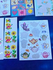 VINTAGE HALLMARK AGC SANDYLION STICKERS FLOWERS FLORAL TEAPOT 12 PARTIAL SHEETS