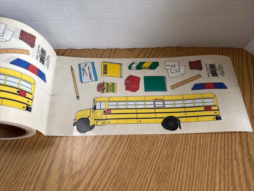 Vintage School Days sticker roll. Scrapbook Mania. Rare! School Bus Crayons Book