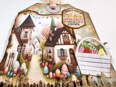 Easter Egg Hunt Village Basket Tag OOAK #33 3D Dimensional Handmade 3.75″ x 6.5″