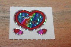 Vintage KEM Prism Sticker mods Rainbows hearts Bee Dove Bird Love lot of 3 1980s