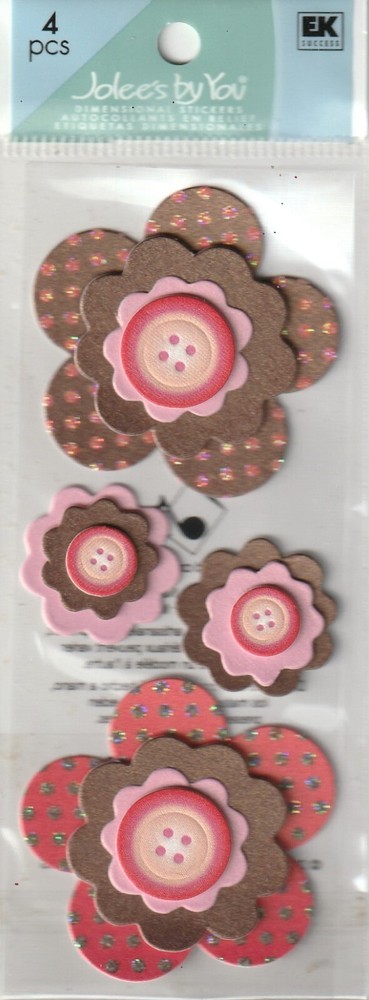 Jolee’s by You 3-D Stickers Glitter POLKA DOT FLOWERS 84785 Fast FREE ship NICE!