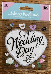 RARE Jolees Wedding Day Title Hearts Ring Flowers Ceremony 3D Scrapbook Stickers