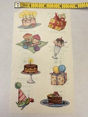 Vintage 1990s Mary Engelbreit Birthday Sticker Sheet 8 NOS Melissa Neufeld Ink