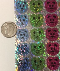 PRISMATIC ANIMAL FACE Stickers(48pc) 2-3/4″x 7-1/2″Panda•Frog•Cat•Mouse •Sparkle