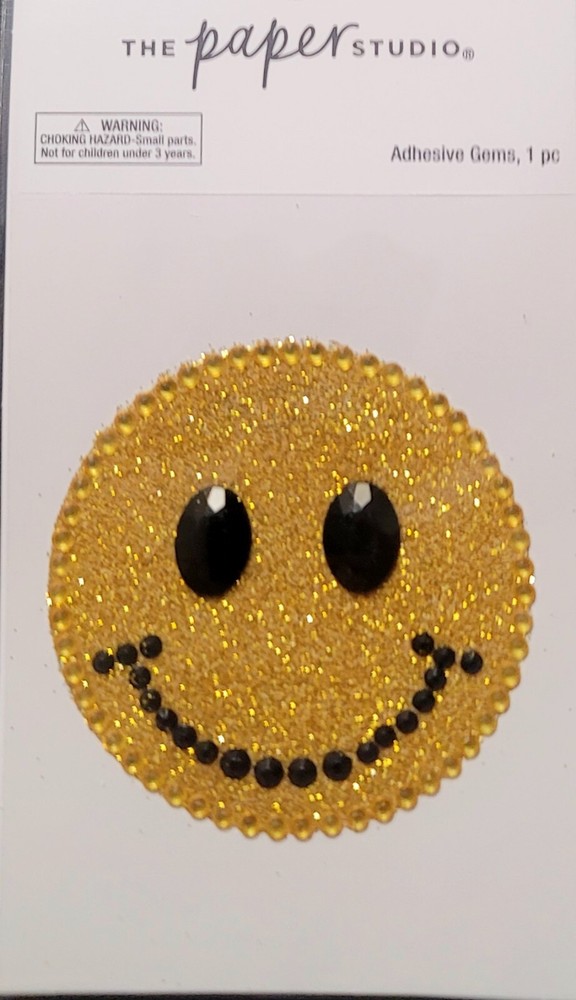 HAPPY FACE STICKER «SHINEY FACE ADHESIVE GEMS» (2 1/2 ROUND)