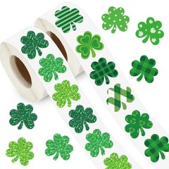 1000 Pcs St. Patrick’s Day Stickers Roll Green Laser Shamrock Lucky Clover Spa