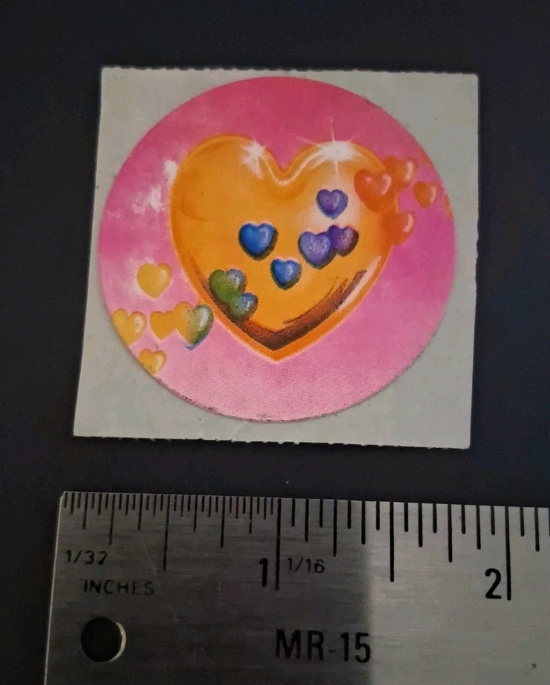 Vintage Stickers Lisa Frank Rainbow Hearts Music Notes Foil Sticker Mod 80s FLAW