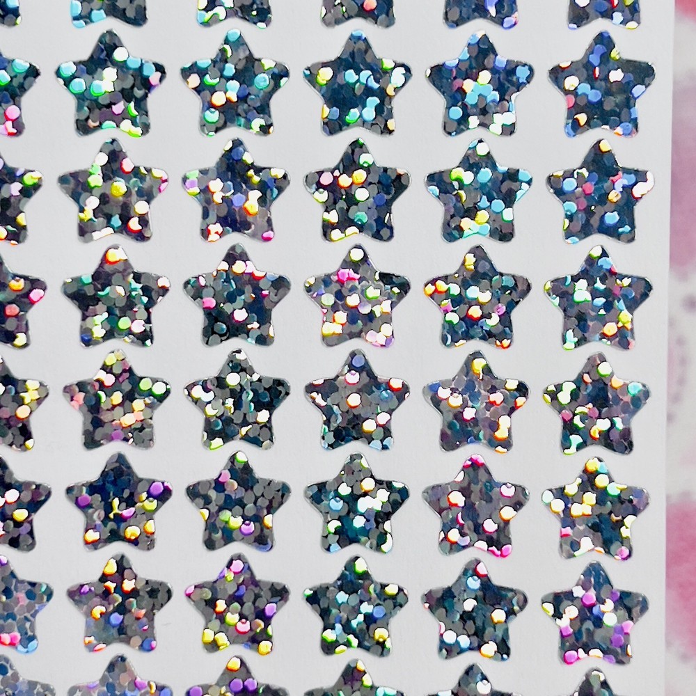 Silver Holographic Sparkle Star Stickers! ~ Custom Size ~ Cute for Crafts!