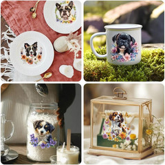 18 Sheets Rub on Transfers for Crafts, Dog and Flowers 3.6″X3.9″ UV DTF Cup Wrap