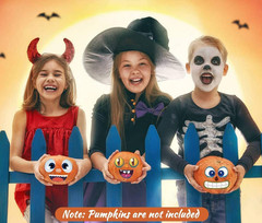 48 Pack Mini Halloween Pumpkin Face Stickers for Crafts and Parties