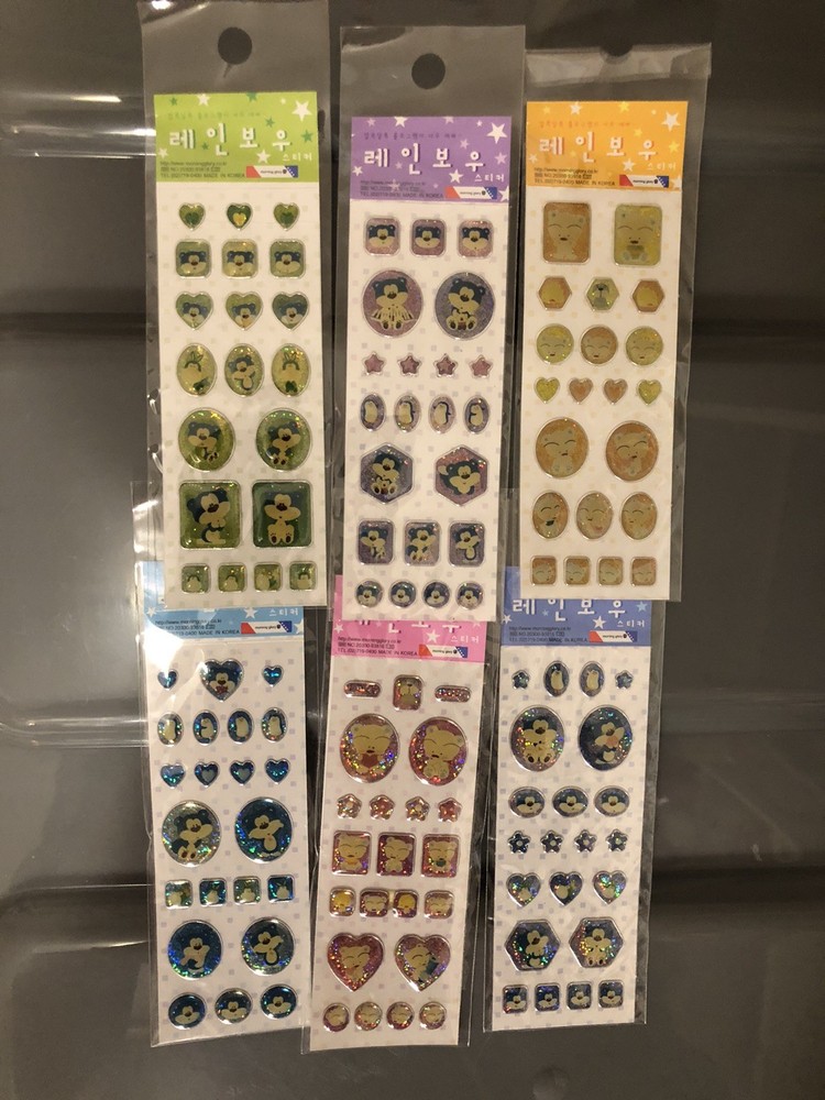 Bulk Lot 6 Morning Glory Blue Bear Babu Glitter Puffy Sticker Sheets Kawaii Htf