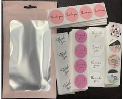 1″ Mini Thank You Stickers 500 pcs Rose gold Pink White Heart Foil- Quarter Size