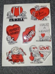 vintage American Greeting Puffy Heart Valentine robot Machine Stickers