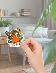 Tiger Head Bright Die Cut Vinyl Stickers Set Scrapbooking Laptop Waterbottle