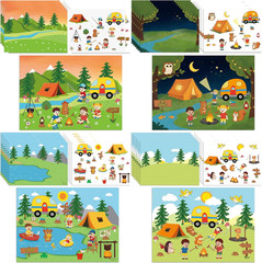 48 Set Summer Camp Sticker Scenes – 4 Different DIY Camping Crafts Kit