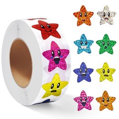 1000Pcs Smiley Face Star Stickers – 1 Inch Self-Adhesive Glitter Foil Sticker…