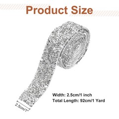 1 Inch x 1 Yard Crystal Rhinestone Sticker Ribbon Silver