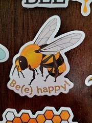 STICKERS x 5 Honey Bee Happy Apiculture Beehive Cartoon Large Sticker BEE6