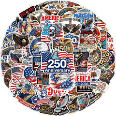 (100pcs) 250th Anniversary USA Sticker, USA Patriotic 4th of July Stickers 1776–
