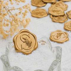 SWANGSA 100 Pack Letter S Wax Seal Stickers – Antique Gold Botanical Leaves