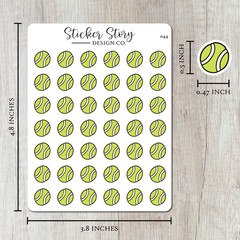 Tennis Ball Planner Stickers, Tennis Game Functional Stickers