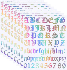 8 Sheets Letter Stickers Vinyl Old English Alphabet Number Stickers Self Adhesiv