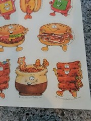 Vintage 80s Scratch & Sniff stickers Hallmark Junk Fast Food stick ons faces