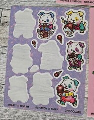 Vtg Scratch & Sniff Stickers Sheet Lot Strawberry Bears Chocolate Dog Sticker