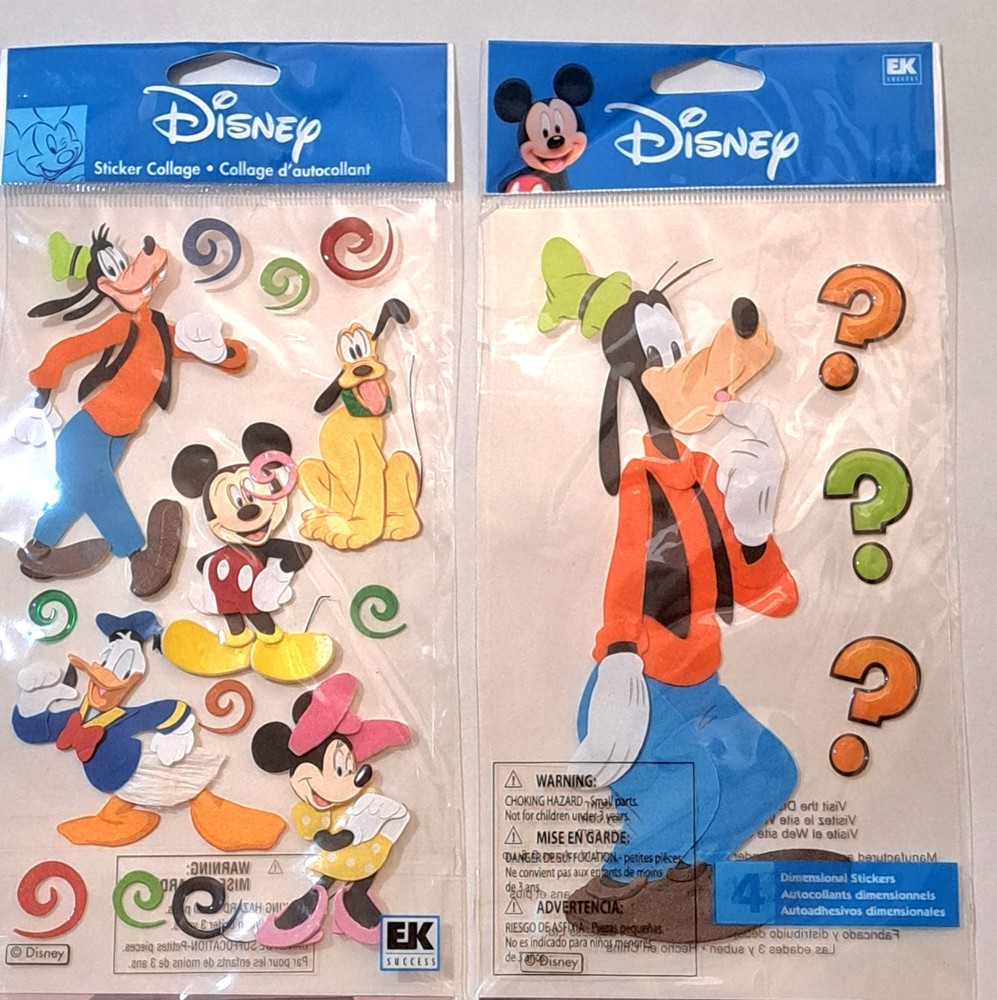 Disney Scrapbook Stickers Dimensional Lot 2 LG GOOFY MICKEY+ EK Success Jolee’s