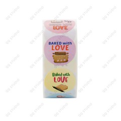 500pcs 1in Baked with Love Stickers Round Shaped Chrome Paper For Bakery Cafe