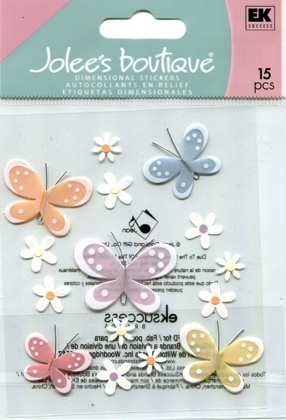 Fluttering Butterflies, 3D scrapbook Stickers Jolees SPJC039