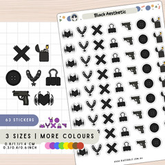 Black Theme Planner Stickers