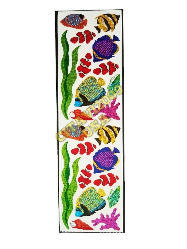 HAMBLY STUDIOS PRISMATIC STICKERS CLOWNFISH ANGELFISH CORAL VINTAGE RARE RETIRED