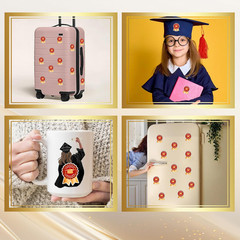 200 PCS Graduation Stickers for Envelopes, Red Gold Class of 2026 Graduation Bad
