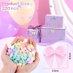 220PCS Tinkrstuff Macaroon Mini Bows for Crafts, 1″ Fabric Small Bows for Decora