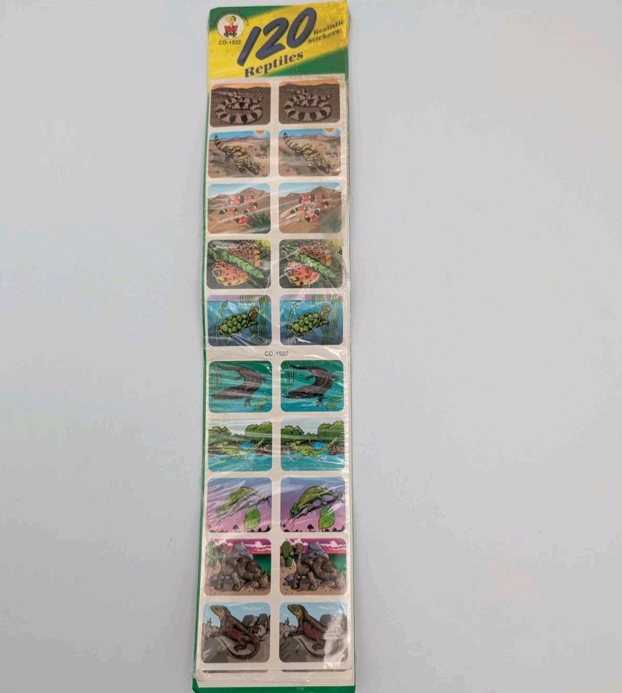 VINTAGE CARSON DELLOSA STICKERS 120 COUNT REPTILES FOR TEACHERS FACTORY SEALED