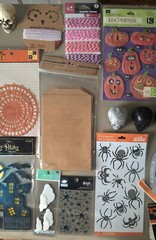 Halloween Lot Of 38 Mixed Crafts Stickers Ribbon Scrapbooking Treat Bags Decor
