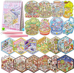 3D Sticker Scene Book for Adults, 20 Mini Sticker Scenes DIY Craft – Make Your O
